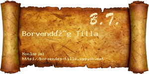 Borvendég Tilla névjegykártya